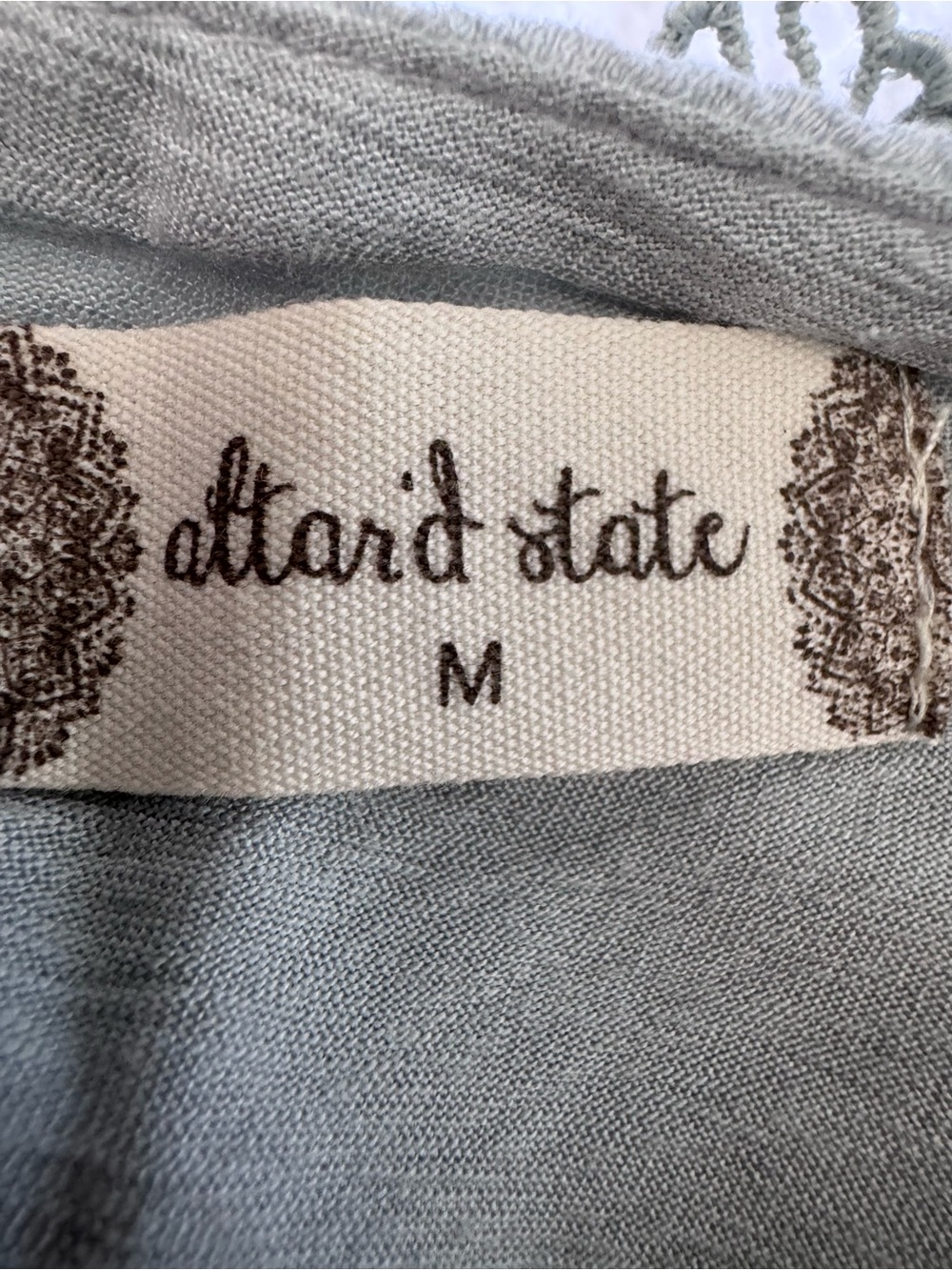 Altar'd State soft light blue top with lace trim - Picture 6 of 12